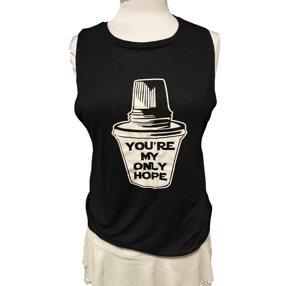 Martha of Miami You're My Only Hope Cafecito Graphic Muscle Tank Top Black S